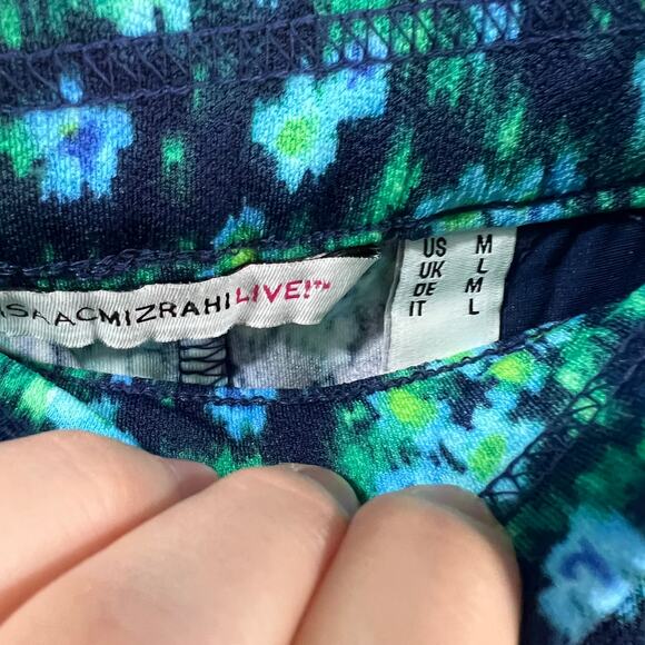 Isaac Mizrahi Live! Regular Printed Pebble Knit Wide Leg Crop Royal Navy, Medium - Picture 2 of 8